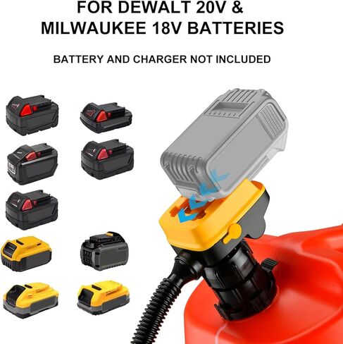 مضخة نقل الوقود اللاسلكية متوافقة مع بطارية DeWalt 20V Milwaukee 18V، تدفق 3.2 GPM، مضخة كهربائية محمولة متوافقة مع وظيفة حماية الجهد المنخفض مثالية للديزل والبنزين in Kuwait