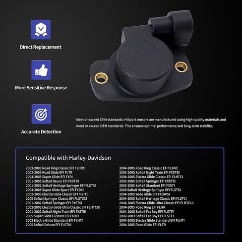 HiSport MC1414 Throttle Position Sensor TPS Compatible with Harley-Davidson 2001-2005 Softail Deuce EFI FXSTDI Replace 7701204055 in Kuwait