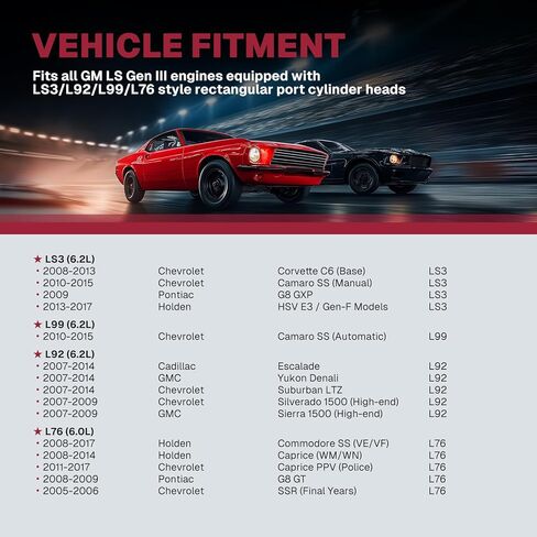 300-136 LS مشعب السحب من الألومنيوم EFI طائرة واحدة متوسطة الارتفاع متوافقة مع محرك كاديلاك شيفروليه جي إم سي بونتياك مستطيل الشكل GM LS3 L76 L92 L99 6.2L 6.0L، أسود in Kuwait