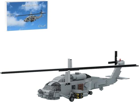 مجموعة مكعبات بناء طائرات الهليكوبتر البحرية MH-60R، نموذج طائرة عسكرية MOC-204867 لعرض مكتب المنزل والديكور، لعشاق البالغين والمراهقين ومحبي الجيش، 846 قطعة in Kuwait