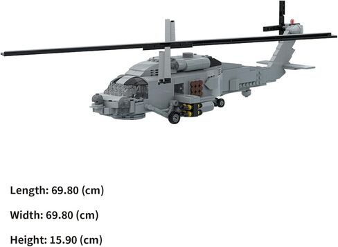مجموعة مكعبات بناء طائرات الهليكوبتر البحرية MH-60R، نموذج طائرة عسكرية MOC-204867 لعرض مكتب المنزل والديكور، لعشاق البالغين والمراهقين ومحبي الجيش، 846 قطعة in Kuwait