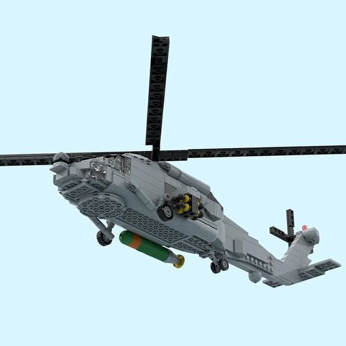 مجموعة مكعبات بناء طائرات الهليكوبتر البحرية MH-60R، نموذج طائرة عسكرية MOC-204867 لعرض مكتب المنزل والديكور، لعشاق البالغين والمراهقين ومحبي الجيش، 846 قطعة in Kuwait
