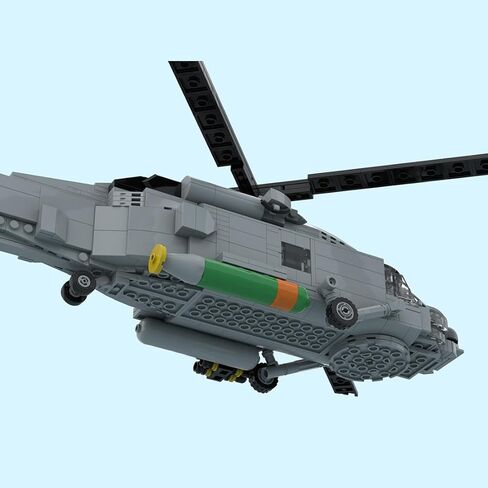 مجموعة مكعبات بناء طائرات الهليكوبتر البحرية MH-60R، نموذج طائرة عسكرية MOC-204867 لعرض مكتب المنزل والديكور، لعشاق البالغين والمراهقين ومحبي الجيش، 846 قطعة in Kuwait