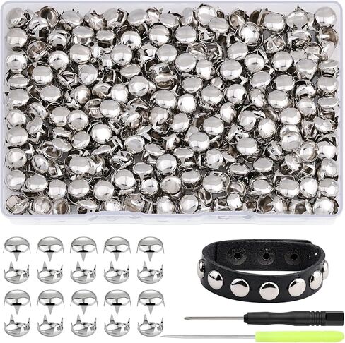630 Pcs Punk Studs for Clothing, 10 Sizes Cone Spikes for Clothes, Square & Round Dome Pyramid Studs and Spikes, Leather Rivets Metal Spike for Crafts Bags Belts Shoes Caps Necklace Decor with Tools in Saudi Arabia