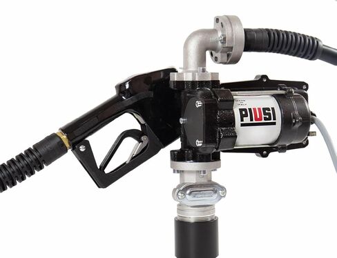 مضخة نقل الوقود Piusi EX50 هيكل من الحديد الزهر 12 فولت معدل تدفق 16 GPM عند الفوهة مع صمام تجاوز مدمج بدوارات محملة بنابض (مضخة مع فوهة وخرطوم تلقائي) in Kuwait