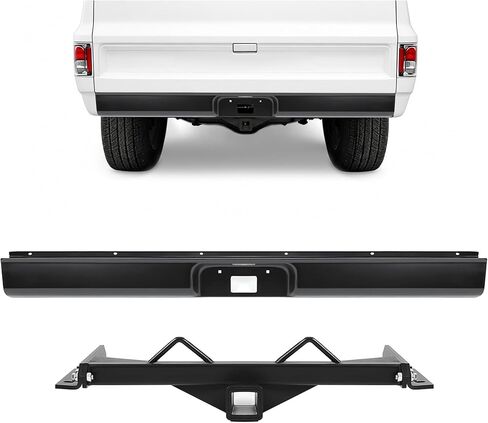 ALMULOO 2 Inch Hidden Hitch and Roll Pan Kit Compatible with 1973-1987 Chevy Chevrolet C10 C20 Pickup Rear Bumper Roll Pan with Trailer Hitch License Plate Frame LED Light Steel Powder Coated Black in Kuwait