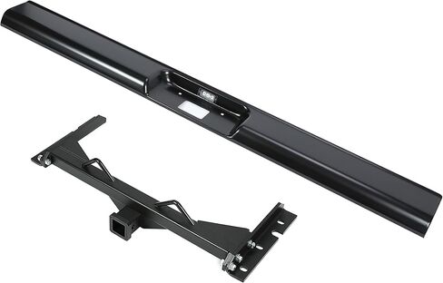 ALMULOO 2 Inch Hidden Hitch and Roll Pan Kit Compatible with 1973-1987 Chevy Chevrolet C10 C20 Pickup Rear Bumper Roll Pan with Trailer Hitch License Plate Frame LED Light Steel Powder Coated Black in Kuwait