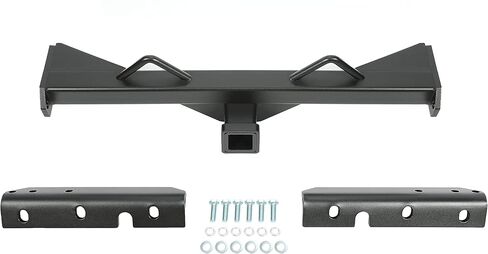ALMULOO 2 Inch Hidden Hitch and Roll Pan Kit Compatible with 1973-1987 Chevy Chevrolet C10 C20 Pickup Rear Bumper Roll Pan with Trailer Hitch License Plate Frame LED Light Steel Powder Coated Black in Kuwait