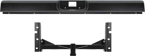 ALMULOO 2 Inch Hidden Hitch and Roll Pan Kit Compatible with 1973-1987 Chevy Chevrolet C10 C20 Pickup Rear Bumper Roll Pan with Trailer Hitch License Plate Frame LED Light Steel Powder Coated Black in Kuwait