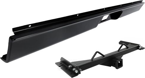 ALMULOO 2 Inch Hidden Hitch and Roll Pan Kit Compatible with 1973-1987 Chevy Chevrolet C10 C20 Pickup Rear Bumper Roll Pan with Trailer Hitch License Plate Frame LED Light Steel Powder Coated Black in Kuwait