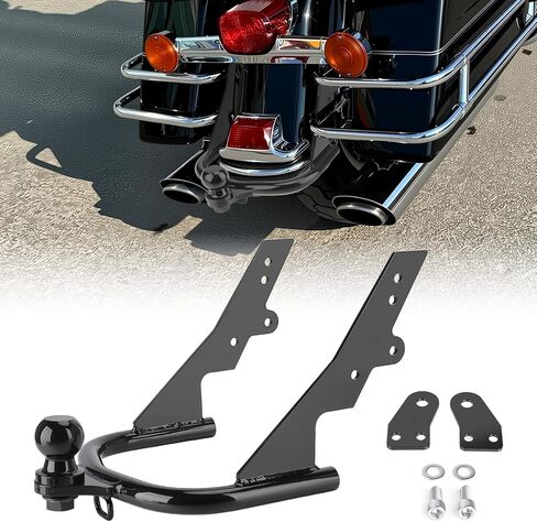 وصلة مقطورة مع كرة لدراجة Harley Touring 1980-2008 Electra Glide Road King Road Glide Tour Glide FLT FLHT FLHR FLTR مجموعة وصلة سحب الدراجات النارية (كروم) in Kuwait