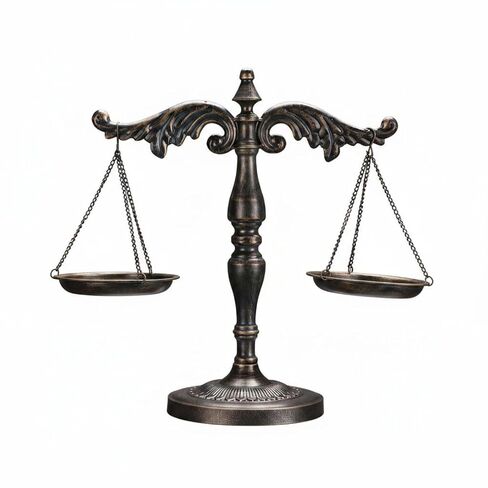 مقياس العدالة الحديدي، الطراز الأوروبي، مقياس التوازن الزخرفي، تصميم قديم، أجهزة وزن عتيقة للعدالة، مكتب القانون، غرفة الدراسة، برونزي عتيق in Kuwait