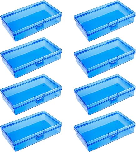 Goodma 8 Pieces Frosted Rectangular Plastic Boxes Empty Storage Organizer Containers with Hinged Lids for Small Items and Other Craft Projects (4.5 x 3.3 x 1.1 inch) in Kuwait