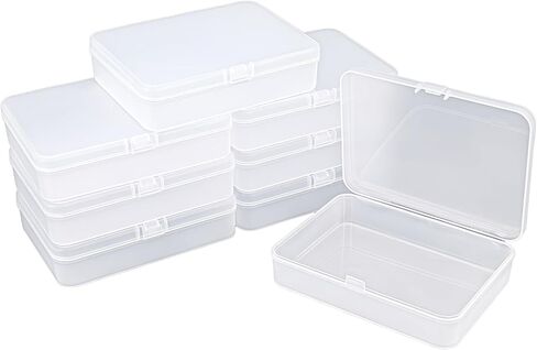 Goodma 8 Pieces Frosted Rectangular Plastic Boxes Empty Storage Organizer Containers with Hinged Lids for Small Items and Other Craft Projects (4.5 x 3.3 x 1.1 inch) in Saudi Arabia