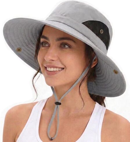 Wide Brim Water Repellent Rainproof SPF UV UPF50 Sun Rain Hat with Chin Strap Men Women Packable Hiking Fishing Kayaking in Saudi Arabia