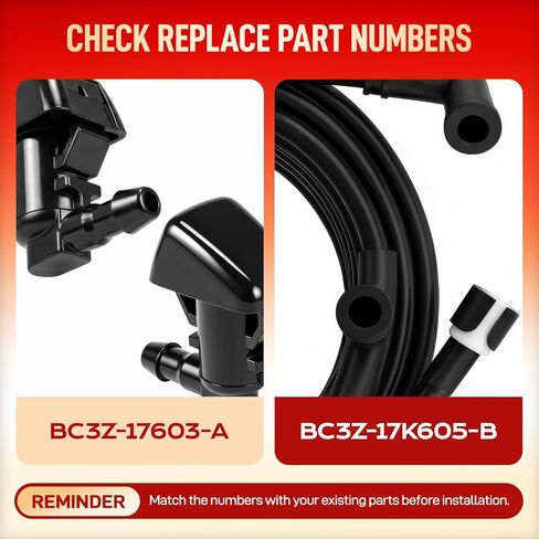فوهة غسالة الزجاج الأمامي ومجموعة خرطوم لسيارة Ford F250 F350 F450 F550 Super Duty 2011-2016 - استعادة الرؤية الواضحة، رذاذ قوي، استبدال سهل بنفسك (استبدال BC3Z-17603-A، BC3Z-17K605-B) in Kuwait