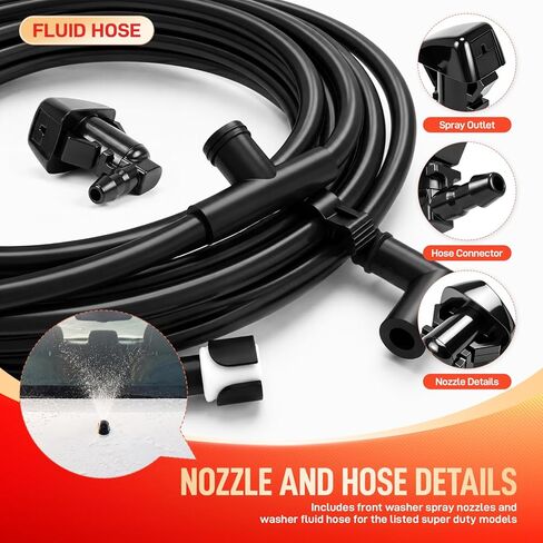 فوهة غسالة الزجاج الأمامي ومجموعة خرطوم لسيارة Ford F250 F350 F450 F550 Super Duty 2011-2016 - استعادة الرؤية الواضحة، رذاذ قوي، استبدال سهل بنفسك (استبدال BC3Z-17603-A، BC3Z-17K605-B) in Kuwait