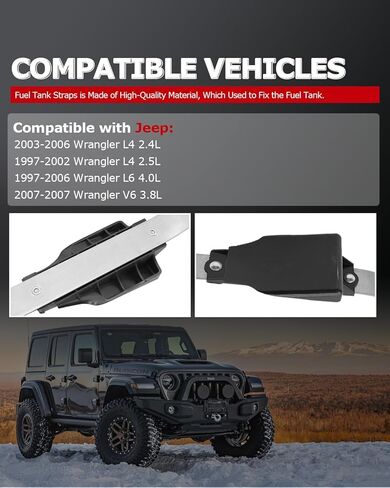1ST 52100235AC 2PCS Fuel Tank Straps with Plastic Blocks for Jeep Wrangler 1997-2006, Replaces OE: 52100181 ST339 in Kuwait