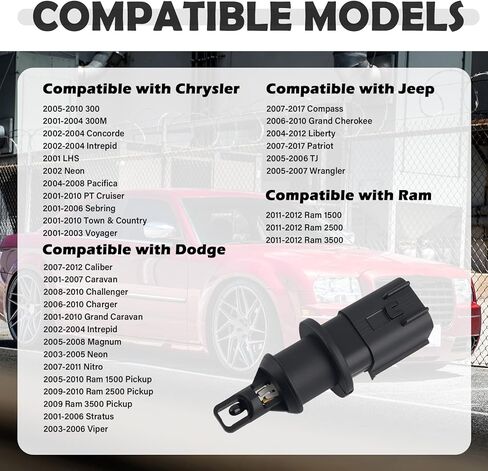 Intake Air Temperature Sensor Replacement OEM#4606487AB,4606487AA,IAT Sensor Compatible with Chrysler Dodge Caravan Jeep Ram,Air Intake Temperature Sensors Car Accessories in Kuwait