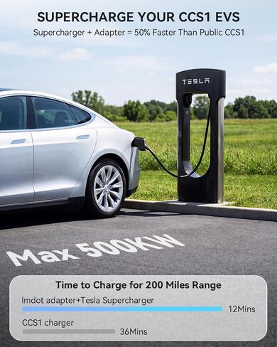 ترقية 2In1 NACS إلى CCS محول، ماكس 500A 1000V تسلا شاحن فائق إلى CCS1 محول الشحن، CCS1 EVs محول السيارة الكهربائية متوافق مع تسلا AC / DC المستوى 1 2 3 محطات الشحن in Kuwait