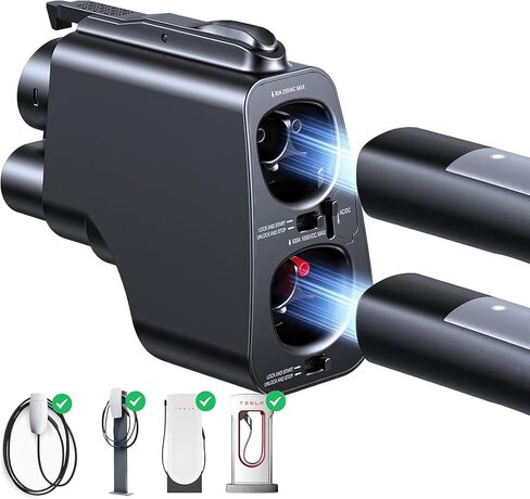 ترقية 2In1 NACS إلى CCS محول، ماكس 500A 1000V تسلا شاحن فائق إلى CCS1 محول الشحن، CCS1 EVs محول السيارة الكهربائية متوافق مع تسلا AC / DC المستوى 1 2 3 محطات الشحن in Kuwait