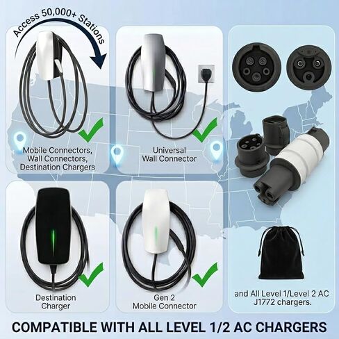 محول Tesla إلى J1772 ومجموعة محول J1772 إلى NACS (عبوة من قطعتين)، ملحقات شحن 48A Max EV، متوافقة مع BMW i3، وموصلات حائط Tesla ومحطات شحن المستوى 1/2 in Kuwait