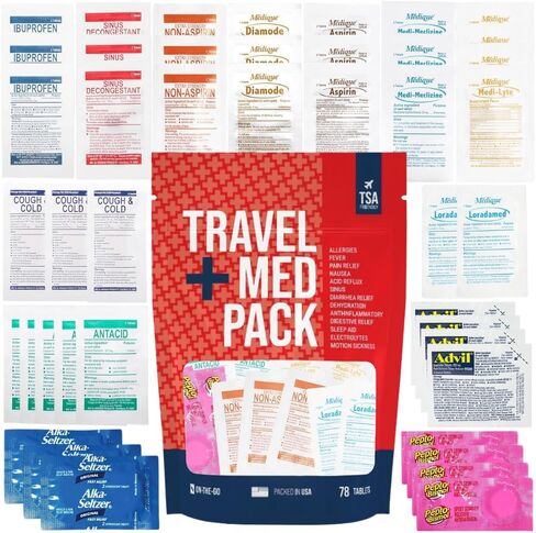 Travel Essentials Medicine Variety Pack with Travel RX Kit & Travel Medicine Kit for Travel, Camping, Cruises, 37 Individually Wrapped OTC Medications (2 Pack) in Saudi Arabia