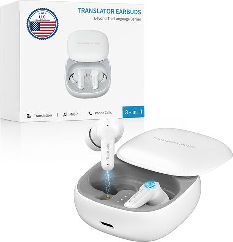 ANFIER M3 AI Offline Translator Earbuds Real Time, Language Translation Device in 144 Languages, 3-in-1 Two-Way Audífonos Traductores, Live Translate Headphones, No Subscription Required (White) in Saudi Arabia