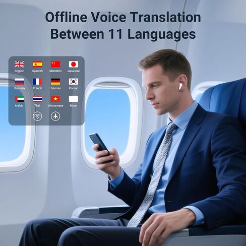 ANFIER M3 AI Offline Translator Earbuds Real Time, Language Translation Device in 144 Languages, 3-in-1 Two-Way Audífonos Traductores, Live Translate Headphones, No Subscription Required (White) in Saudi Arabia