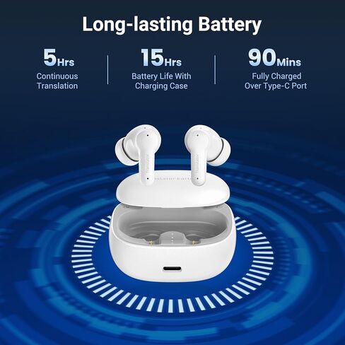 ANFIER M3 AI Offline Translator Earbuds Real Time, Language Translation Device in 144 Languages, 3-in-1 Two-Way Audífonos Traductores, Live Translate Headphones, No Subscription Required (White) in Saudi Arabia