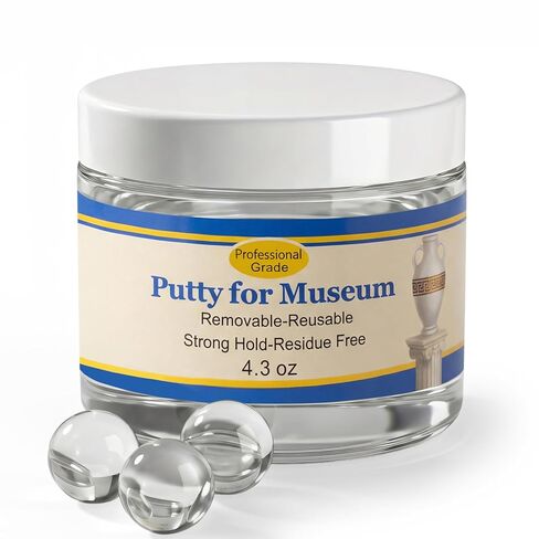 4.3 oz Clear Exhibit Gel for Museum - Removable & Reusable Sticky Mounting Putty for Collectibles & Display, Earthquake Proof Adhesive Wax for Flat Surfaces, Prevent Shifting & Falling, Residue Free in Kuwait