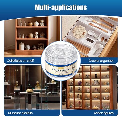 4.3 oz Clear Exhibit Gel for Museum - Removable & Reusable Sticky Mounting Putty for Collectibles & Display, Earthquake Proof Adhesive Wax for Flat Surfaces, Prevent Shifting & Falling, Residue Free in Kuwait