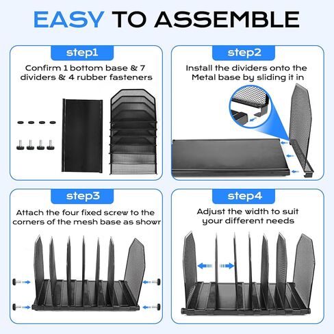 Adjustable File Organizer for Desk, 6 Sections Vertical File Folder Holders Desktop Binder Organizer, Mesh Desk Organizer File Sorter for Home Office Classroom in Kuwait