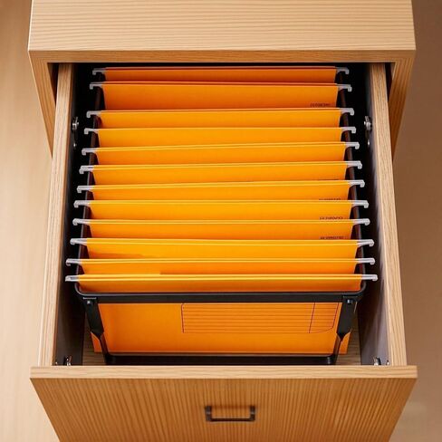 Hanging File Folder Frame - File Cabinet Rails with Espresso Brown Finish, Universal File Drawer Organizer for Letter Size Hanging Folder，15.4" L*12 W*9.3 H in Kuwait