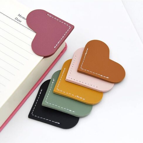 6pcs Leather Heart Bookmarks, Cute Corner Bookmark, Book Accessories for Teachers Students Book Reading Lovers for Teacher, Reading Lovers,Handmade Gifts School Office-Heart in Kuwait