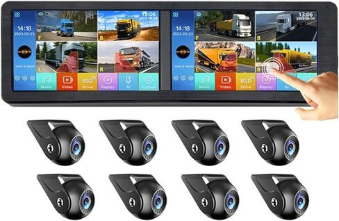 14.55 بوصة 8CH شاشة تعمل باللمس مجموعة مراقبة الحافلة BSD إنذار المركبات الثقيلة AHD DVR نظام MP5 لاعب HD للرؤية الليلية عكس الكاميرات in Kuwait