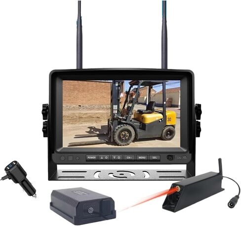 Forklift Wireless 7" Splitsceen DVR Monitor Laser Positioning 1080P Front View Camera Magnetic Base 9600mA Battery Kits(64G) in Kuwait