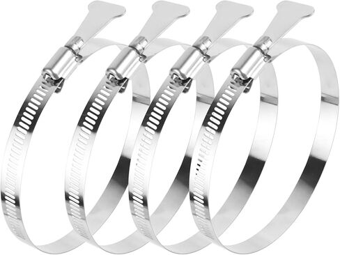 2Pcs Dryer Vent Clamp 4 Inch, 304 Stainless Steel Worm Gear Dryer Hose Clamp, Adjustable 91-114mm Key-Type Clamps for Dryer Vent Hose, Ductwork and Automotive in Kuwait