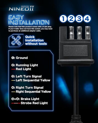 NINEO LED Trailer Light Kit Compatible with Silverado 1500 2500HD 3500HD 2001-2023, 5-Inch Auxiliary Red+Yellow Oval Light Kit with 4 Pin Harness, for Luggage Racks Trucks Trailers in Kuwait