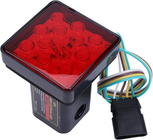 ضوء مقطورة LED، 12 فولت أحمر فائق السطوع، عدسة حمراء مربعة، غطاء مستقبل وصلة مقطورة، ضوء فرامل عالمي يناسب جهاز استقبال سحب 2 بوصة مع محول 4 دبابيس in Kuwait