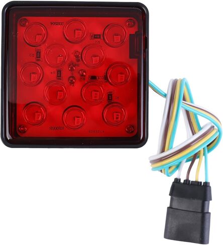 ضوء مقطورة LED، 12 فولت أحمر فائق السطوع، عدسة حمراء مربعة، غطاء مستقبل وصلة مقطورة، ضوء فرامل عالمي يناسب جهاز استقبال سحب 2 بوصة مع محول 4 دبابيس in Kuwait