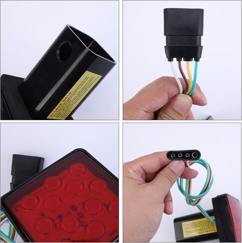 ضوء مقطورة LED، 12 فولت أحمر فائق السطوع، عدسة حمراء مربعة، غطاء مستقبل وصلة مقطورة، ضوء فرامل عالمي يناسب جهاز استقبال سحب 2 بوصة مع محول 4 دبابيس in Kuwait