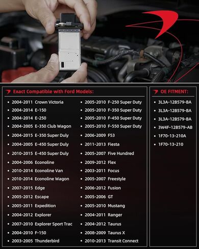 مستشعر تدفق الهواء الشامل من Fordnova مستشعر تدفق الهواء الشامل متوافق مع مركبات Ford Lincoln Mazda، Edge، Escape، Econoline، Explorer، Focus، Fusion، Mustang، Taurus More، 3L3A-12B579-BA in Kuwait