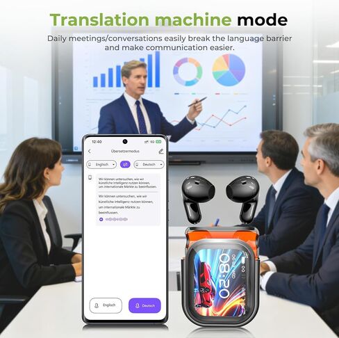 سماعات أذن NE20، 2025 سماعات أذن جديدة NE20 AI للترجمة في الوقت الفعلي، سماعات رأس لمترجم اللغة مع شاشة LCD تعمل باللمس Audiofonos Traductores Inglés Español تدعم 140 لغة لأعمال السفر in Kuwait