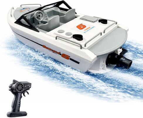 Small Jet Propulsion RC Boat with Brushless Motor for Beginner, Mini Yacht-Style Remote Control Boat for Kid, Waterproof Electric Boat for Swimming Pool & Lake & River(Grey) in Kuwait