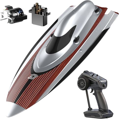 DEERC 17" Brushless RC Boat for Adults, 45+ KPH High-Speed Racing Boat, 3S 2800mAh Li-po Battery, Metal Rudder, Self-Righting Design, Remote Control Boat for Lakes, Pools & Saltwater, TX766 in Kuwait