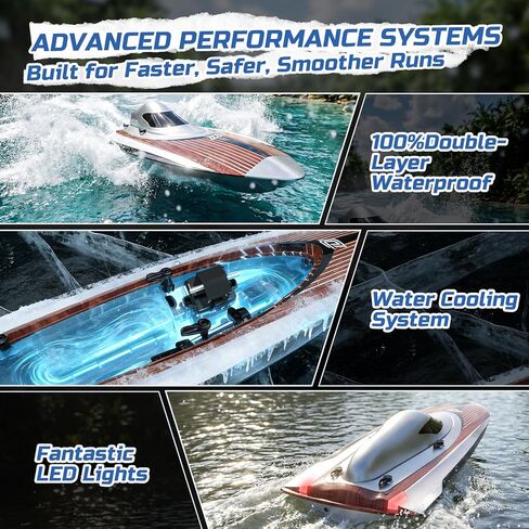 DEERC 17" Brushless RC Boat for Adults, 45+ KPH High-Speed Racing Boat, 3S 2800mAh Li-po Battery, Metal Rudder, Self-Righting Design, Remote Control Boat for Lakes, Pools & Saltwater, TX766 in Kuwait