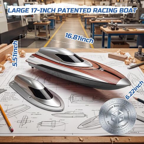DEERC 17" Brushless RC Boat for Adults, 45+ KPH High-Speed Racing Boat, 3S 2800mAh Li-po Battery, Metal Rudder, Self-Righting Design, Remote Control Boat for Lakes, Pools & Saltwater, TX766 in Kuwait