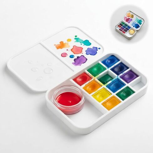 2 Level Watercolor Palette Compatible with Altoids Tins, Portable Travel Watercolor Palette with 3ml Jar, Empty Paint Wells and Mixing Trays for Travel Art, Urban Sketching, Plein Air in Kuwait