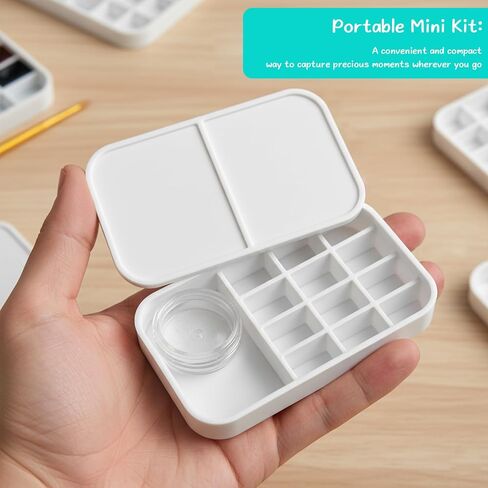 2 Level Watercolor Palette Compatible with Altoids Tins, Portable Travel Watercolor Palette with 3ml Jar, Empty Paint Wells and Mixing Trays for Travel Art, Urban Sketching, Plein Air in Kuwait